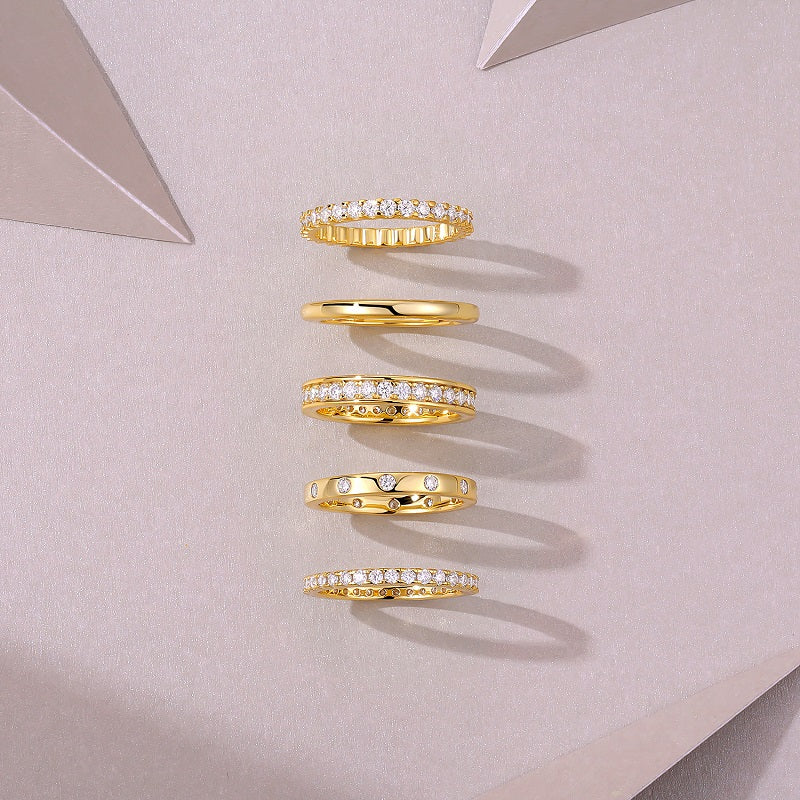 1Golden Stars - Fashionable Men And Women Ring And Ring Jewelry Set With Moissanite S925 Sterling Silver And Gold-plated Diamond Prohibit Tk Sales