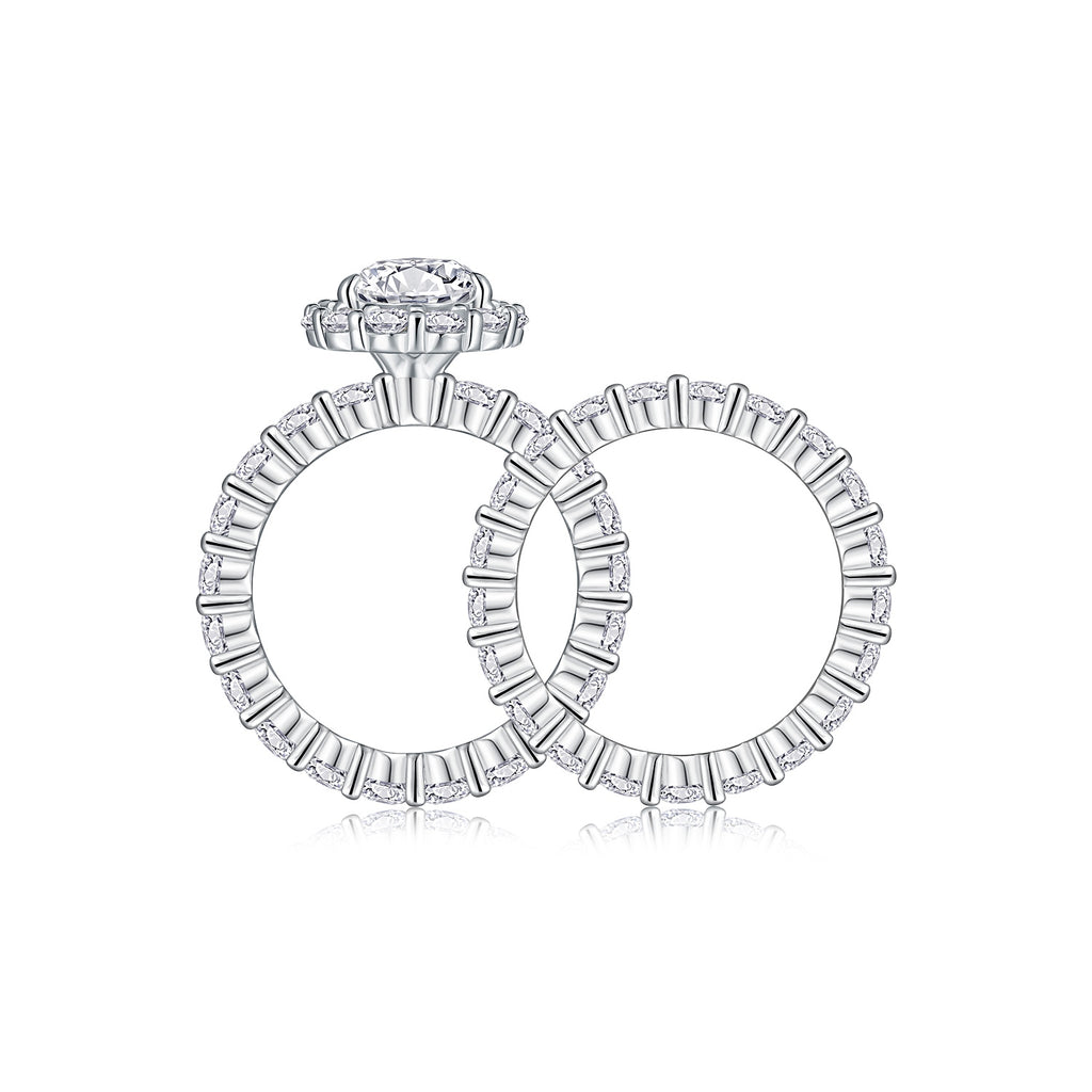1Devoted Dew - Fashionable Men And Women Ring And Ring Jewelry Set With Moissanite S925 Sterling Silver And Platinum-plated Diamond. Prohibit Tk Sales