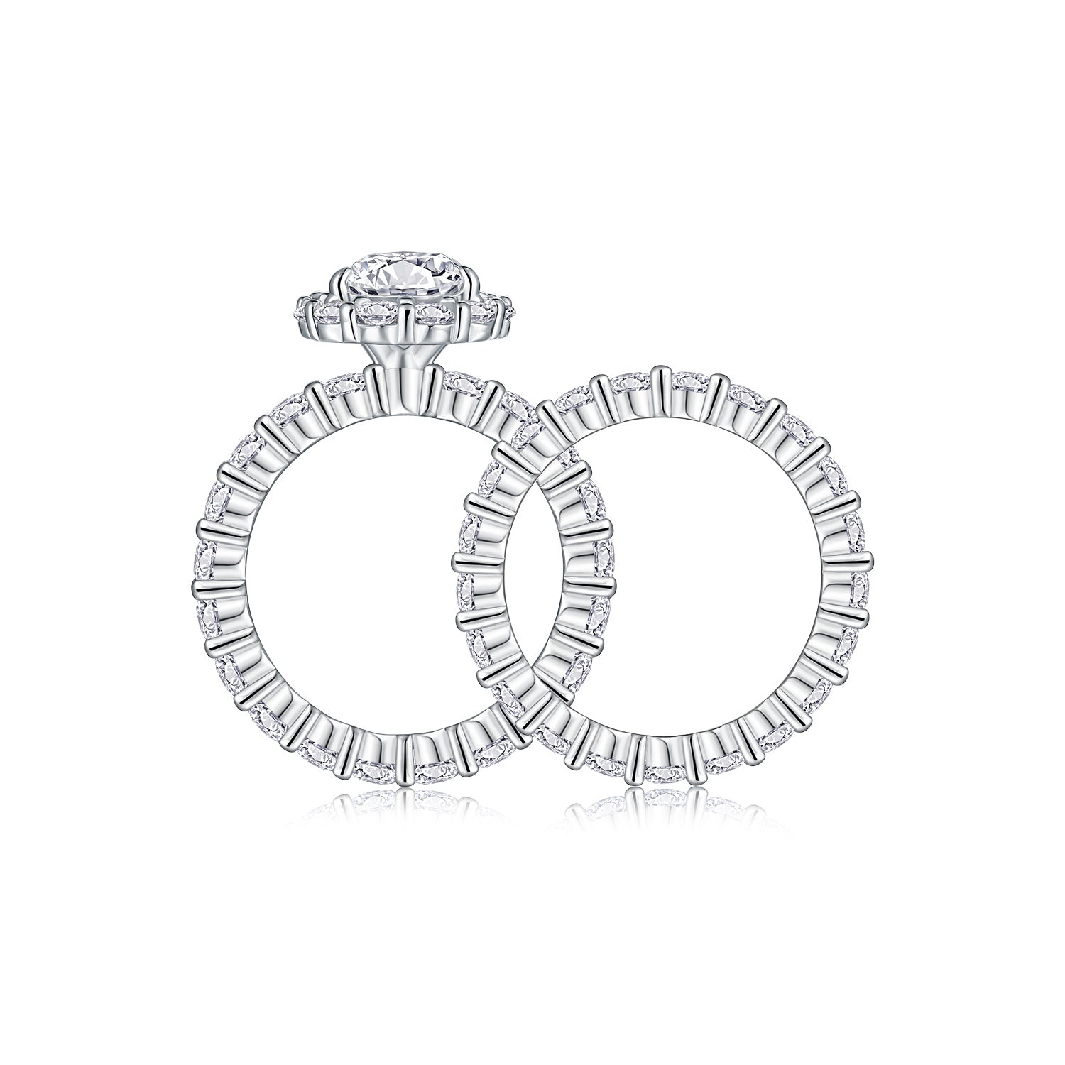 1Devoted Dew - Fashionable Men And Women Ring And Ring Jewelry Set With Moissanite S925 Sterling Silver And Platinum-plated Diamond. Prohibit Tk Sales
