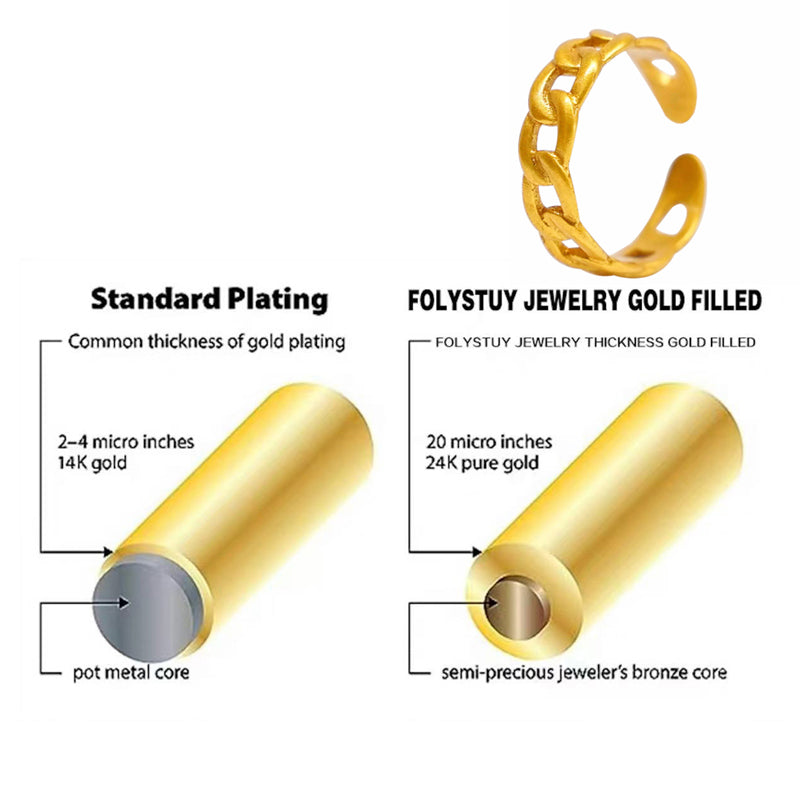 24k Gold Jewelry ,Classic Twist Chain Open Rings For Women Zircon Geometric Twist Wrapped Couple Ring Jewelry
